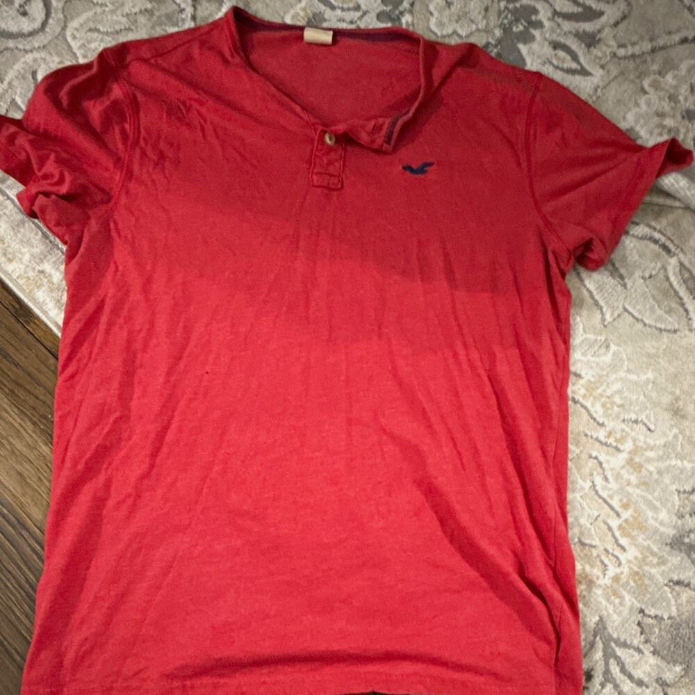 Y2K Vintage Hollister California Men’s Polo Shirt L Regular Red Solid Collared